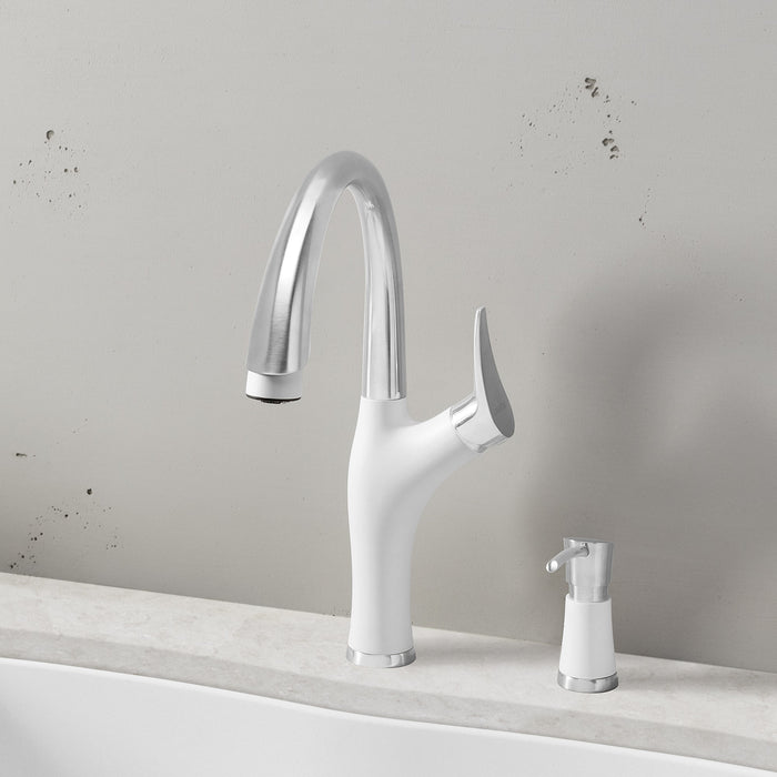 Blanco 442036 Artona Pull-Down Dual-Spray Kitchen Faucet - PVD Steel/White