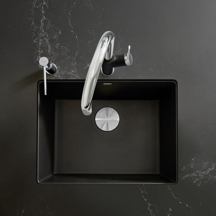 Blanco 442928 Precis SILGRANIT 24" Single Bowl Undermount Kitchen Sink - Coal Black