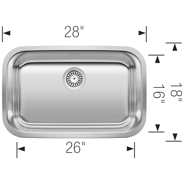 Blanco 441529 Stellar 28" Single Bowl Undermount Stainless Steel ADA Kitchen Sink