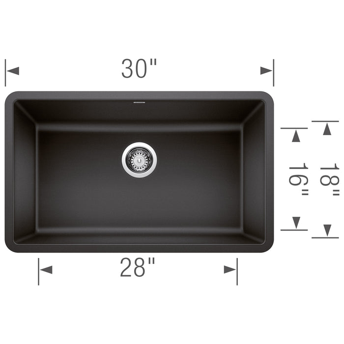 Blanco 442534 Precis SILGRANIT 30" Single Bowl Undermount Kitchen Sink - Anthracite