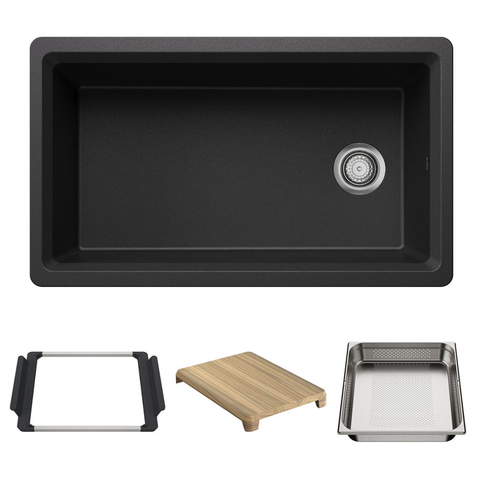 Blanco 443312 Inteos SILGRANIT 33" Single Bowl Reversible Undermount Workstation Kitchen Sink - Anthracite