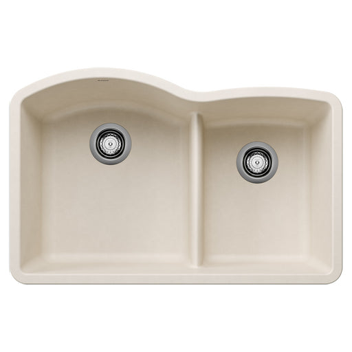 Blanco 443065 Diamond SILGRANIT 32" 60/40 Double Bowl Undermount Kitchen Sink with Low Divide - Soft White