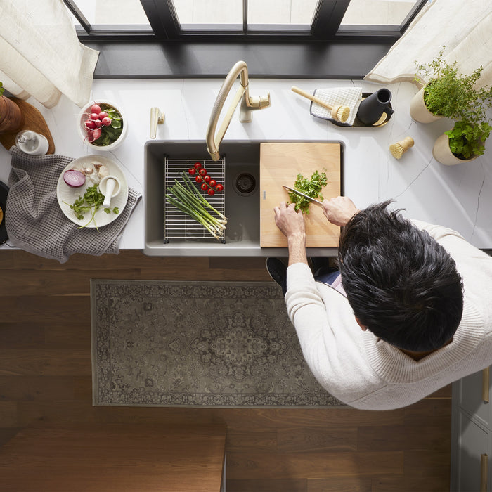 Blanco 443114 Ikon SILGRANIT 33" Single Bowl Apron-Front Farmhouse Sink - Volcano Gray