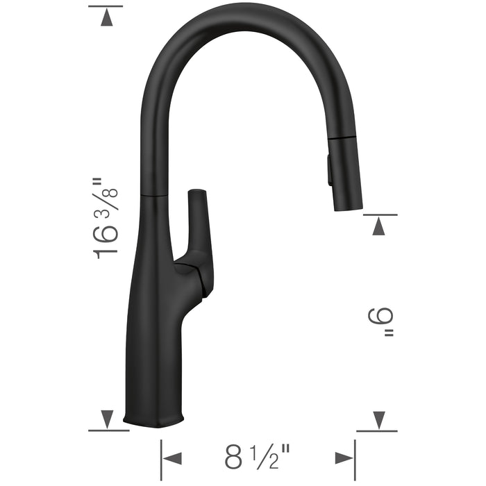 Blanco 443020 Rivana High-Arc Pull-Down Dual-Spray Kitchen Faucet - Matte Black