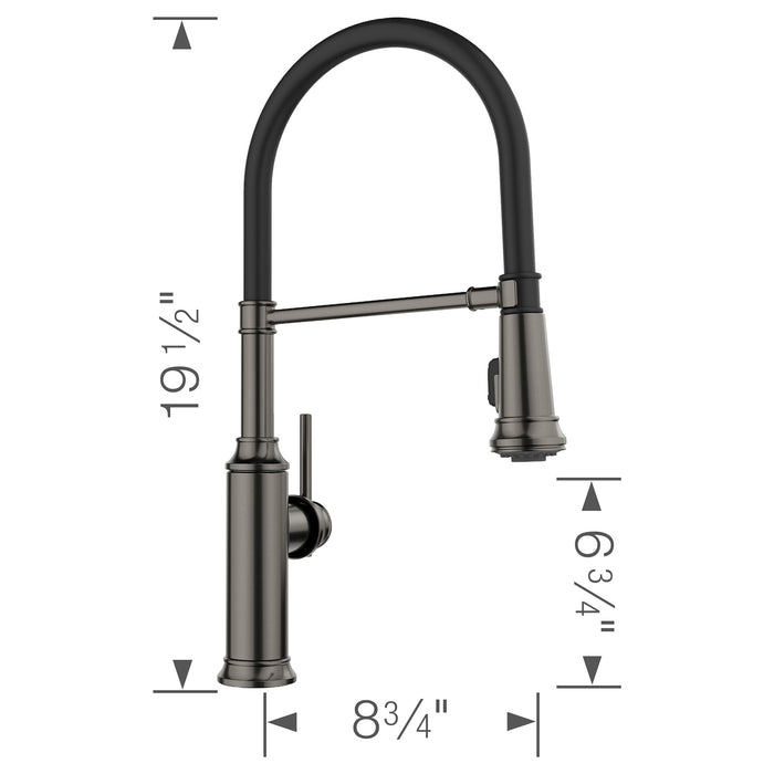 Blanco 443264 Empressa Semi-Pro Pull-Down Dual-Spray Kitchen Faucet - Satin Dark Steel
