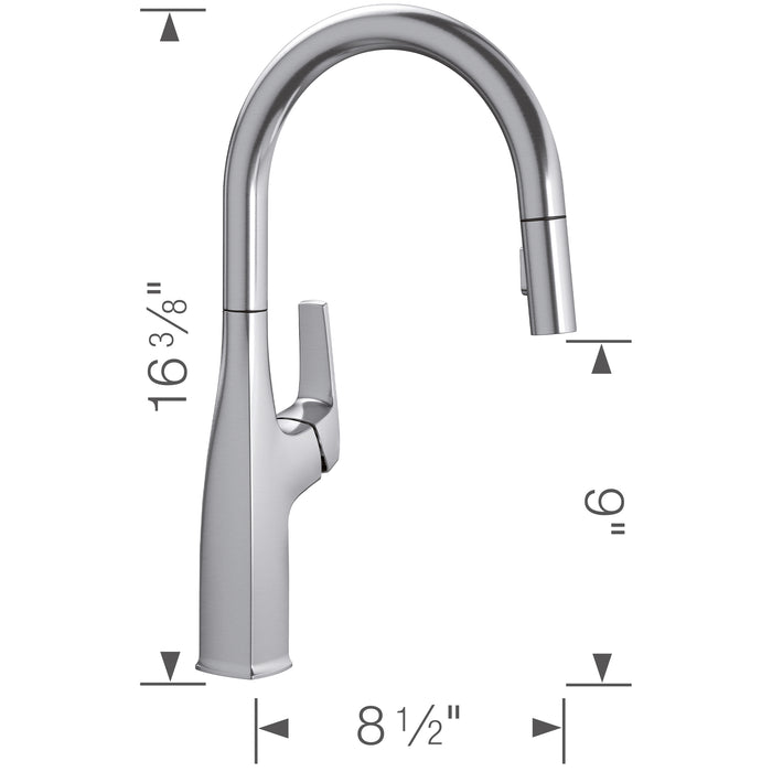 Blanco 442678 Rivana High-Arc Pull-Down Dual-Spray Kitchen Faucet - PVD Steel