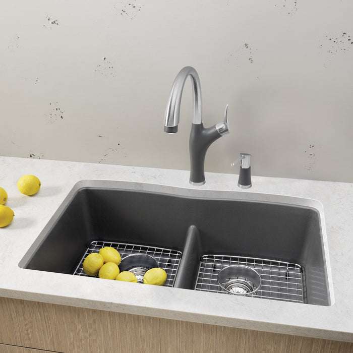 Blanco 442071 Diamond SILGRANIT 32" 50/50 Double Bowl Undermount Kitchen Sink in Cinder