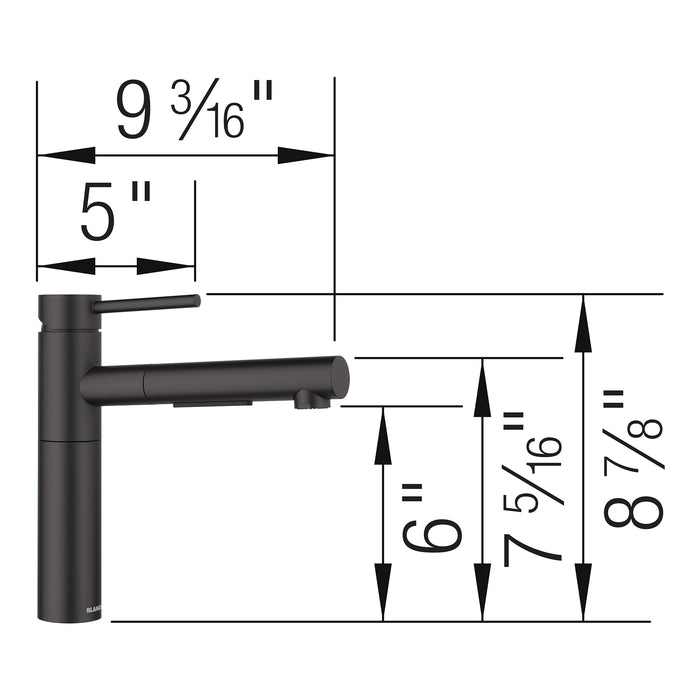 Blanco 527560 Alta II Low Arc Pull-Out Dual-Spray Kitchen Faucet - Matte Black