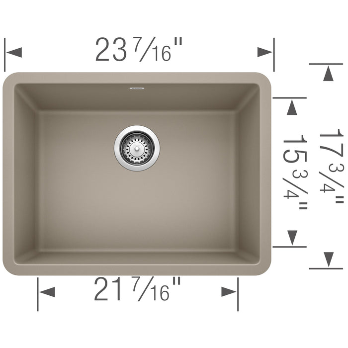 Blanco 522417 Precis SILGRANIT 24" Single Bowl Undermount Kitchen Sink - Truffle