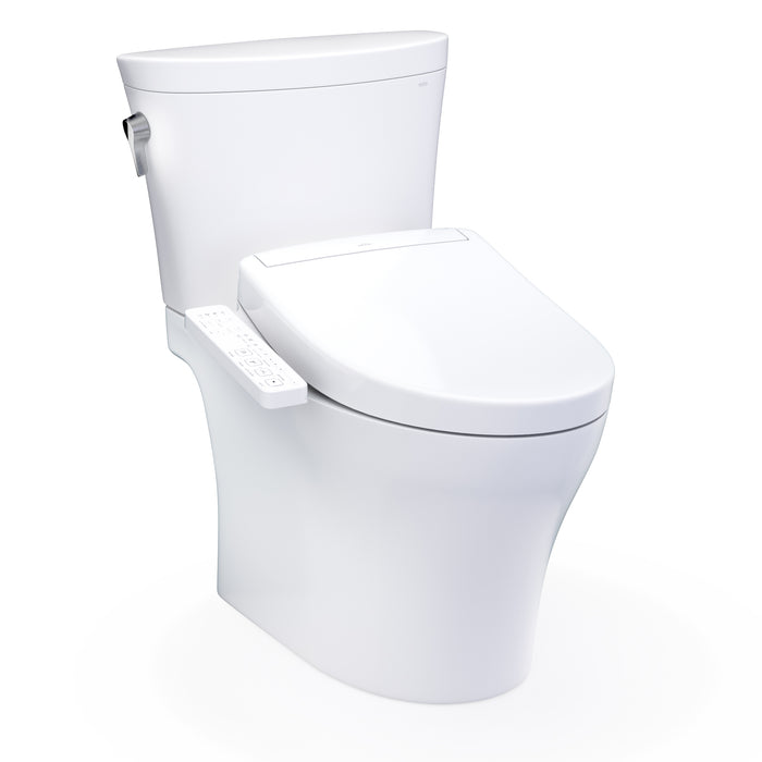 TOTO Washlet+ Aquia IV Arc Two-Piece Elongated Dual Flush 1.28 and 0.9 GPF Toilet with S2 Bidet Seat, Cotton White - MW4483346CEMFGN#01