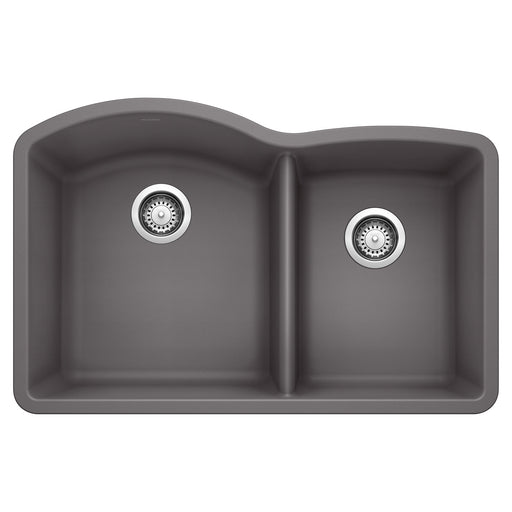 Blanco 441469 Diamond SILGRANIT 32" 60/40 Double Bowl Undermount Kitchen Sink - Cinder