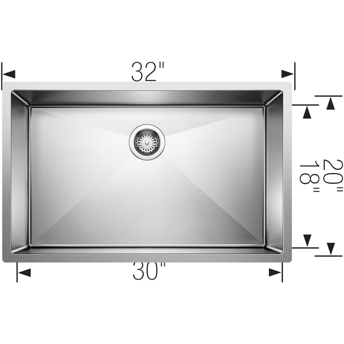 Blanco 513686 Precision R10 32" Single Bowl Undermount Stainless Steel Kitchen Sink