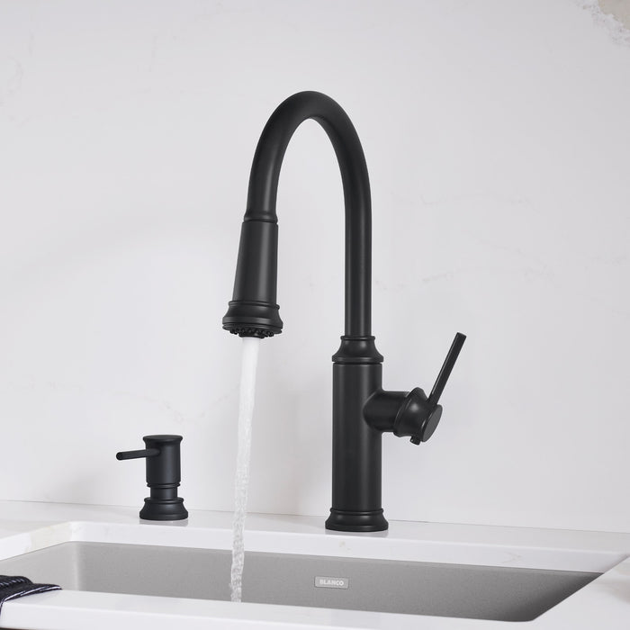 Blanco 443023 Empressa High Arc Pull-Down Dual-Spray Kitchen Faucet - Matte Black