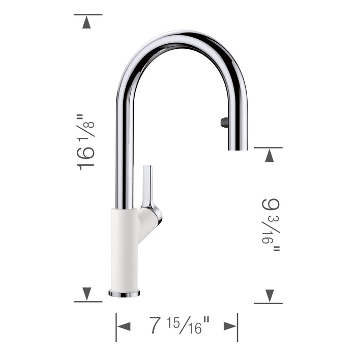 Blanco 526391 Urbena Pull-Down Dual-Spray Kitchen Faucet - Chrome/White