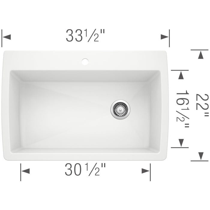 Blanco 440195 Diamond SILGRANIT 33.5" Super Single Dual Mount Kitchen Sink - White