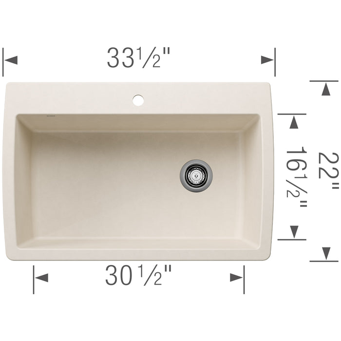 Blanco 443072 Diamond SILGRANIT 33.5" Super Single Dual Mount Kitchen Sink - Soft White