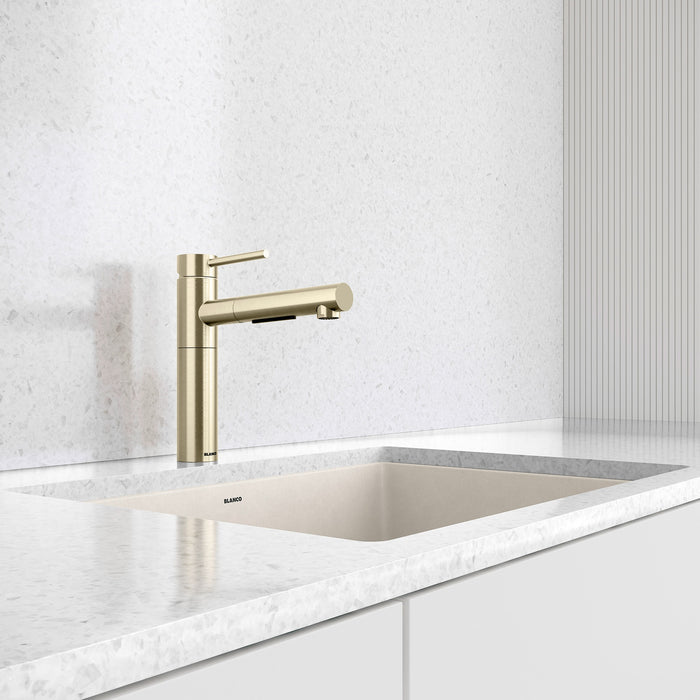 Blanco 527561 Alta II Low Arc Pull-Out Dual-Spray Kitchen Faucet - Satin Gold