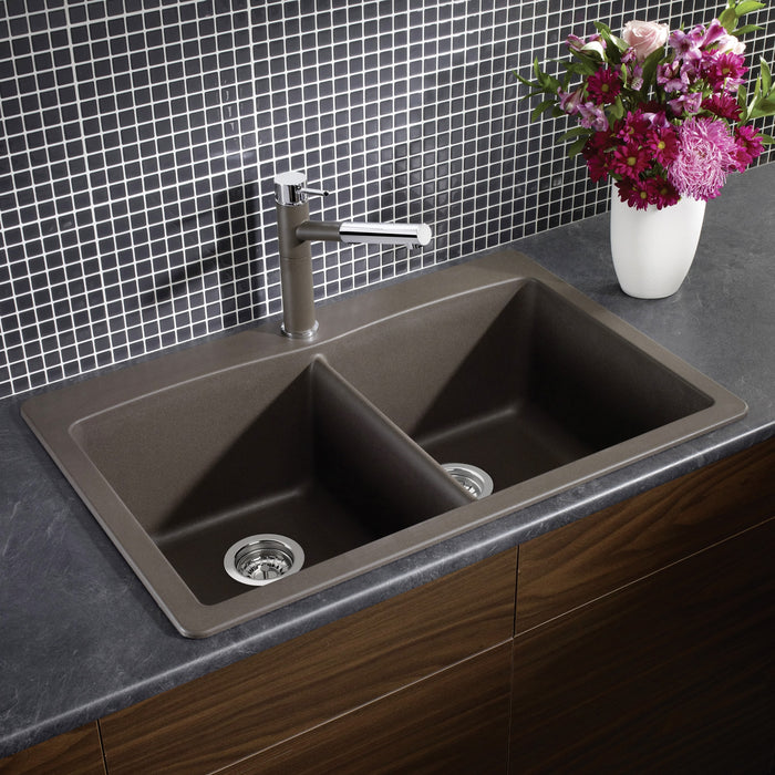 Blanco 440218 Diamond SILGRANIT 33" 50/50 Double Bowl Dual Mount Kitchen Sink - Cafe
