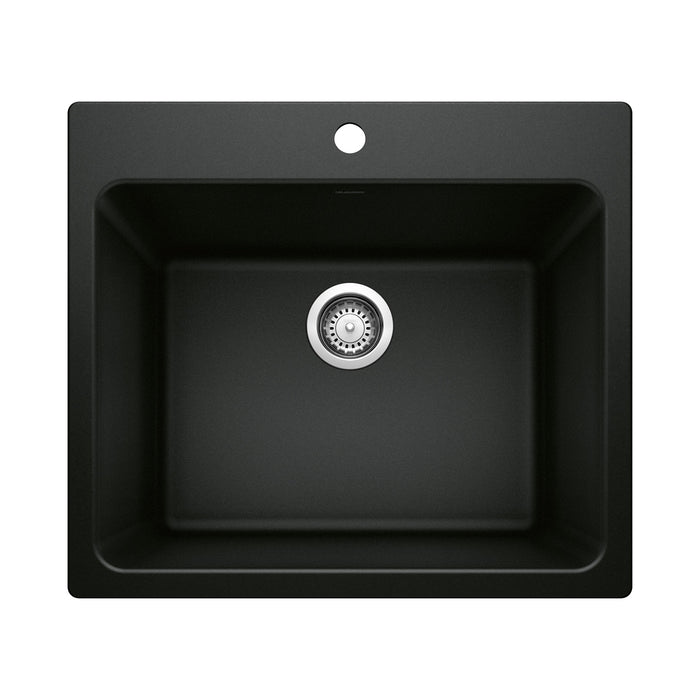 Blanco 442924 Liven SILGRANIT 25" Single Bowl Dual Mount Laundry Sink - Coal Black