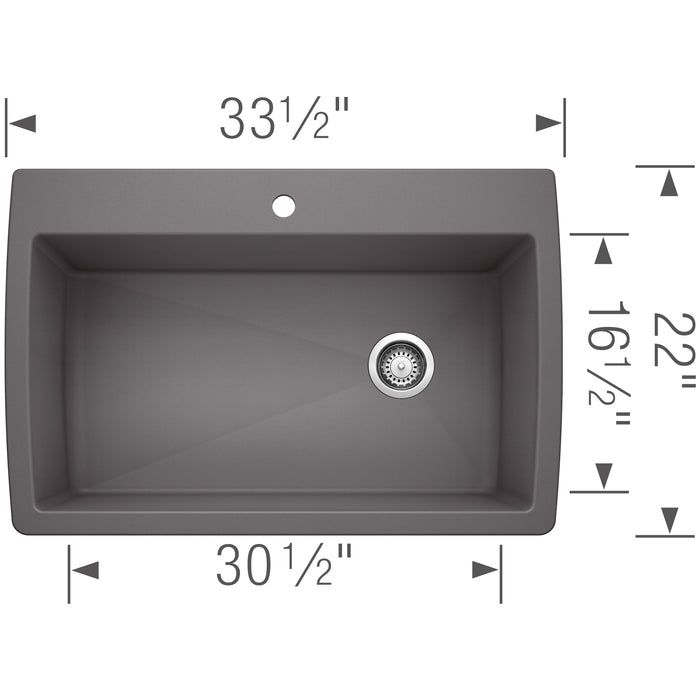 Blanco 441467 Diamond SILGRANIT 33.5" Super Single Dual Mount Kitchen Sink - Cinder