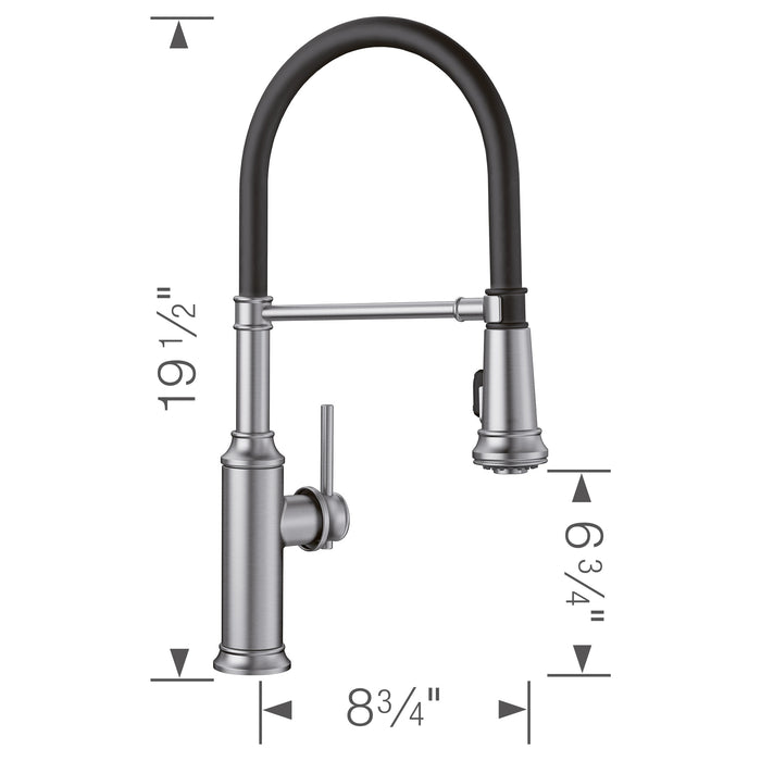 Blanco 442509 Empressa Semi-Pro Pull-Down Dual-Spray Kitchen Faucet - PVD Steel