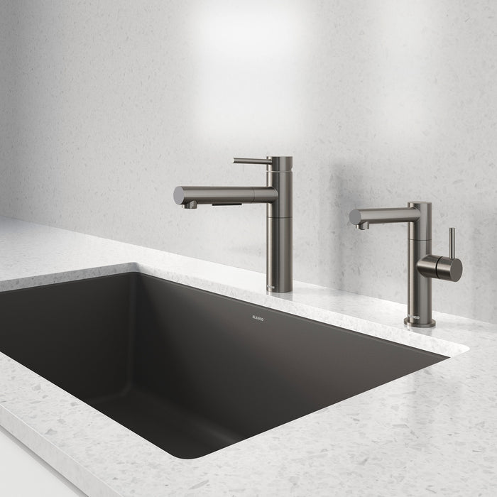 Blanco 527562 Alta II Low Arc Pull-Out Dual-Spray Kitchen Faucet - Satin Dark Steel