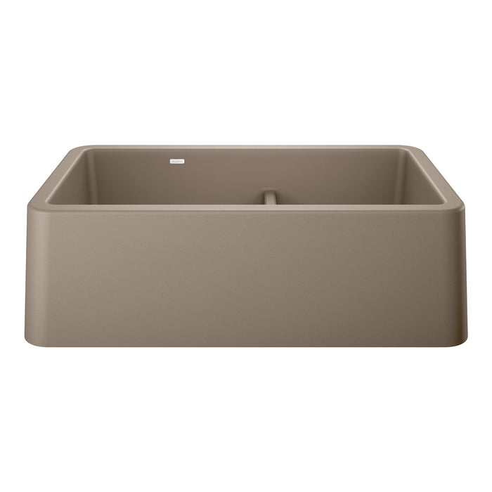 Blanco 402329 Ikon SILGRANIT 33" Double Bowl Apron-Front Farmhouse Sink with Low Divide - Truffle