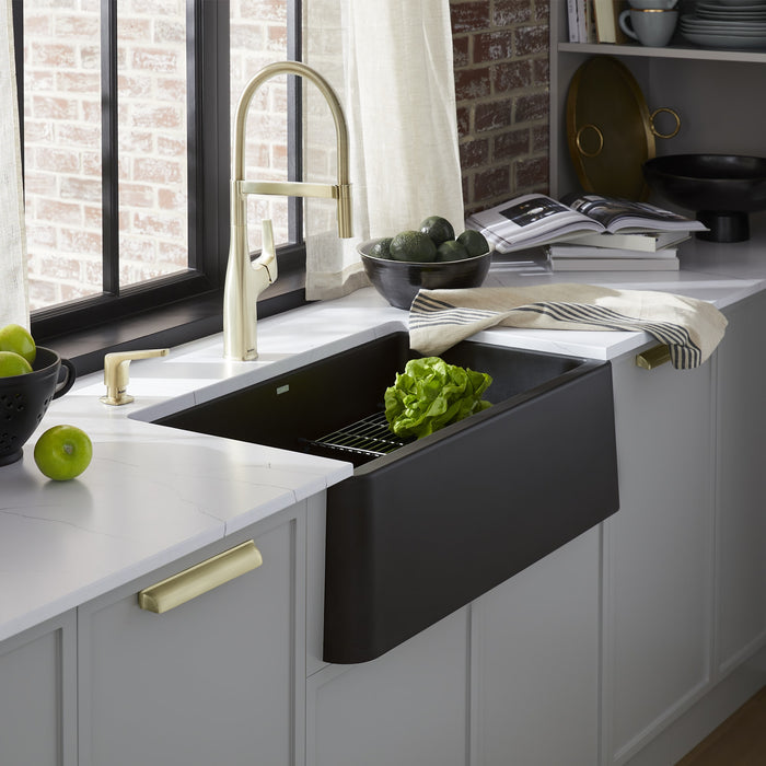 Blanco 402576 Ikon SILGRANIT 30" Single Bowl Apron-Front Farmhouse Sink - Coal Black