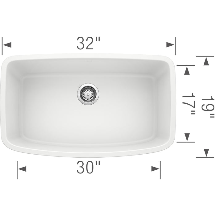 Blanco 441773 Valea SILGRANIT 32" Super Single Undermount Kitchen Sink - White