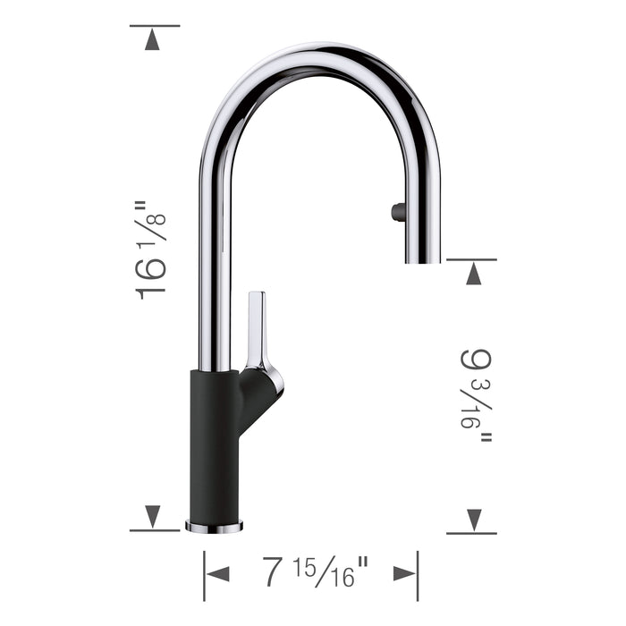 Blanco 526398 Urbena Pull-Down Dual-Spray Kitchen Faucet - Chrome/Coal Black