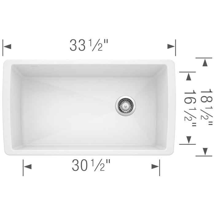 Blanco 441767 Diamond SILGRANIT 33" Super Single Undermount Kitchen Sink - White