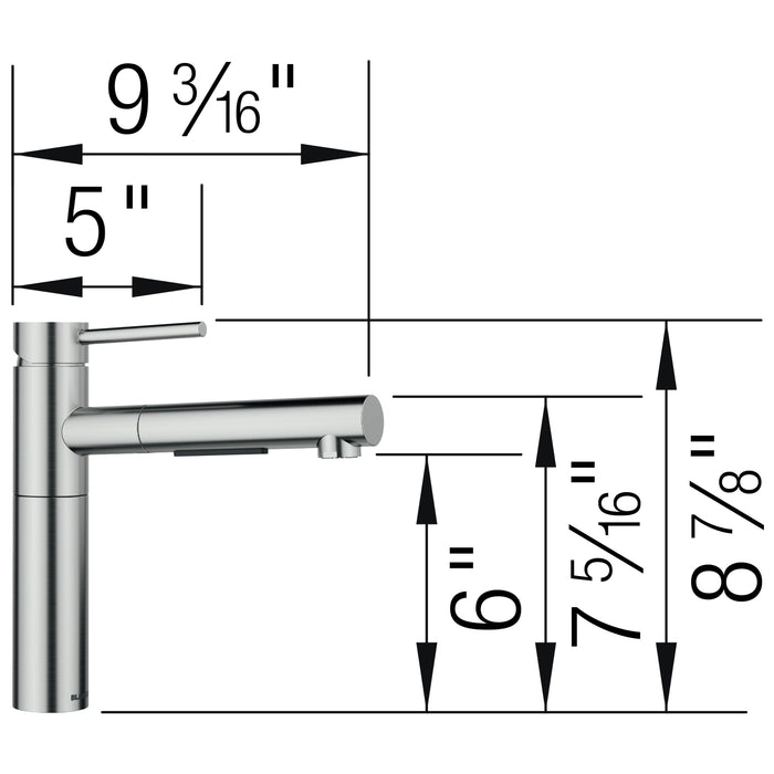 Blanco 527559 Alta II Low Arc Pull-Out Dual-Spray Kitchen Faucet - PVD Steel