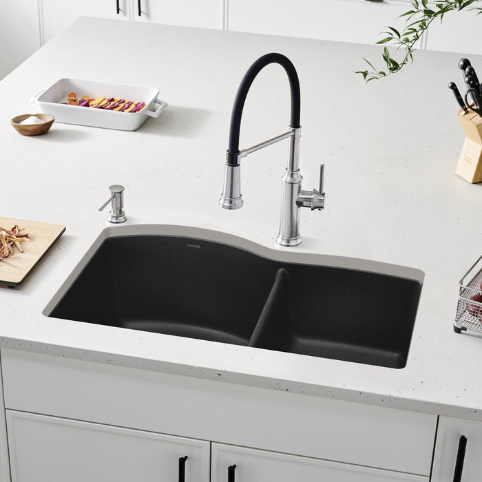 Blanco 440179 Diamond SILGRANIT 32" 60/40 Double Bowl Undermount Kitchen Sink - Anthracite