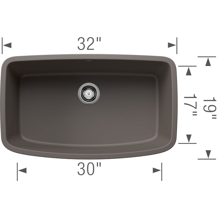 Blanco 443128 Valea SILGRANIT 32" Super Single Undermount Kitchen Sink - Volcano Gray