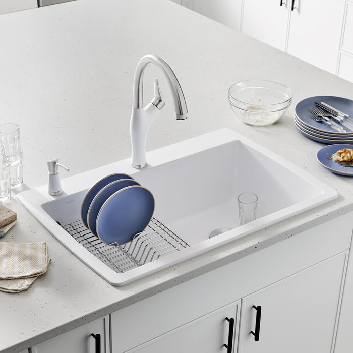 Blanco 440195 Diamond SILGRANIT 33.5" Super Single Dual Mount Kitchen Sink - White