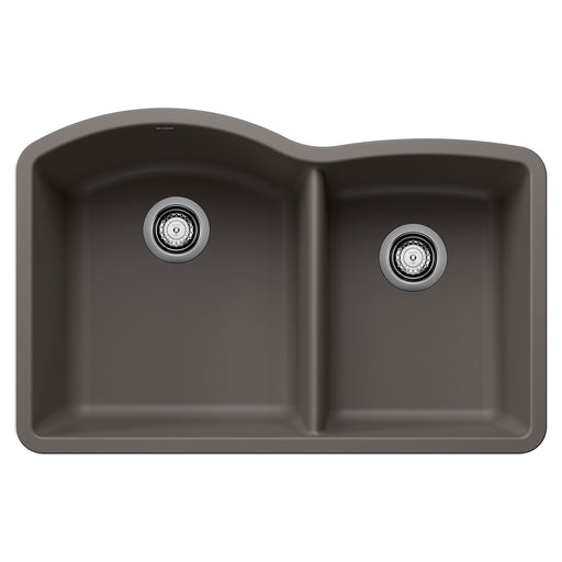Blanco 443101 Diamond SILGRANIT 32" 60/40 Double Bowl Undermount Kitchen Sink - Volcano Gray