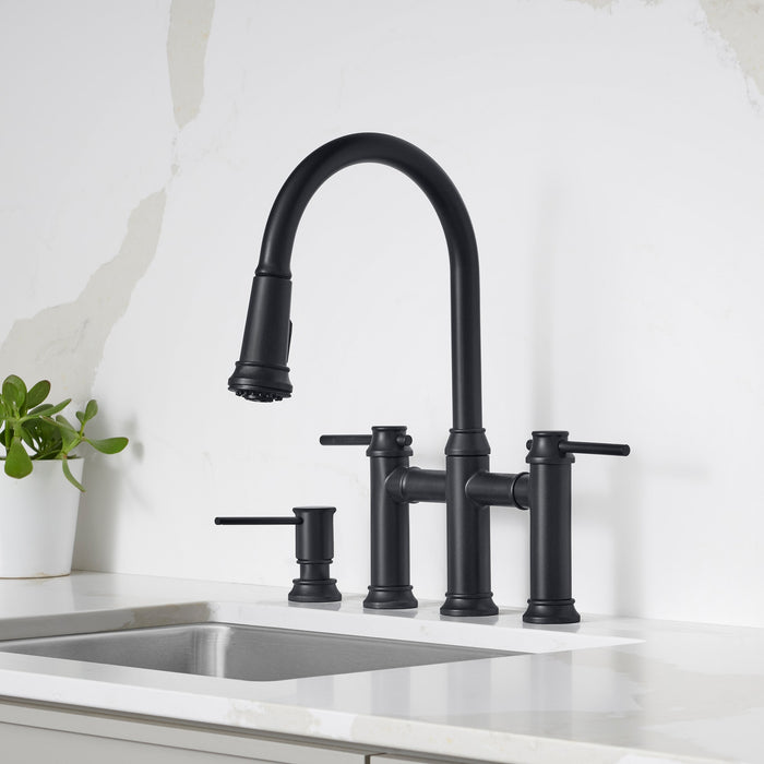 Blanco 443024 Empressa Pull-Down Dual-Spray Bridge Faucet - Matte Black