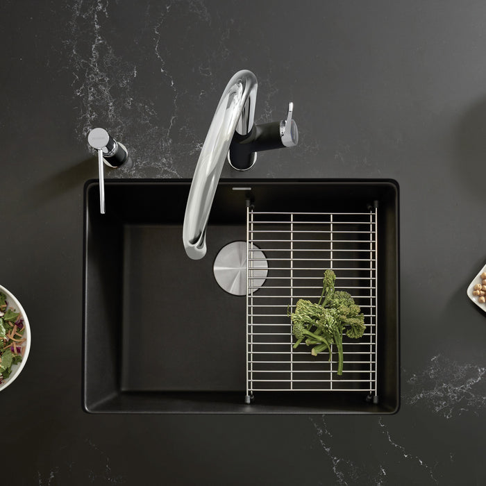 Blanco 442928 Precis SILGRANIT 24" Single Bowl Undermount Kitchen Sink - Coal Black