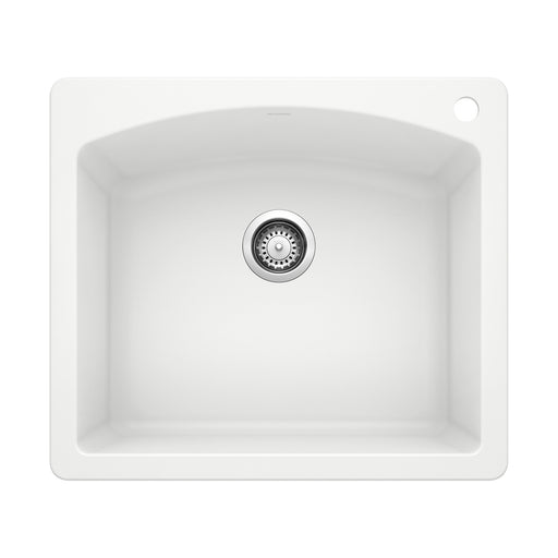Blanco 440211 Diamond SILGRANIT 25" Single Bowl Dual Mount Kitchen Sink - White
