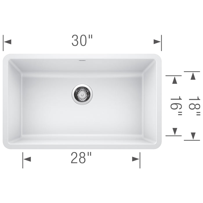 Blanco 442533 Precis SILGRANIT 30" Single Bowl Undermount Kitchen Sink - White