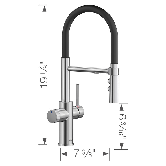 Blanco 442991 Catris Flexo Filter-Ready Semi-Pro Pull-Down Dual-Spray Kitchen Faucet - PVD Steel