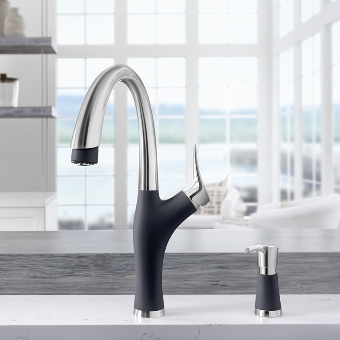 Blanco 442031 Artona Pull-Down Dual-Spray Kitchen Faucet - PVD Steel/Anthracite