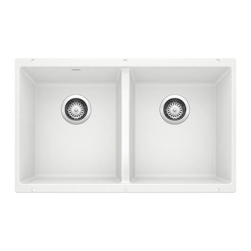 Blanco 516320 Precis SILGRANIT 29" 50/50 Double Bowl Undermount Kitchen Sink - White