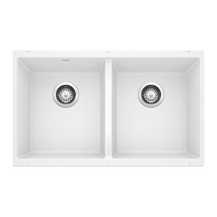 Blanco 516320 Precis SILGRANIT 29" 50/50 Double Bowl Undermount Kitchen Sink - White