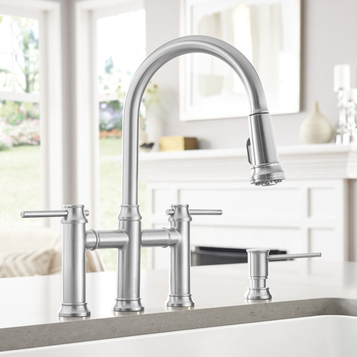 Blanco 442505 Empressa Pull-Down Dual-Spray Bridge Faucet - PVD Steel