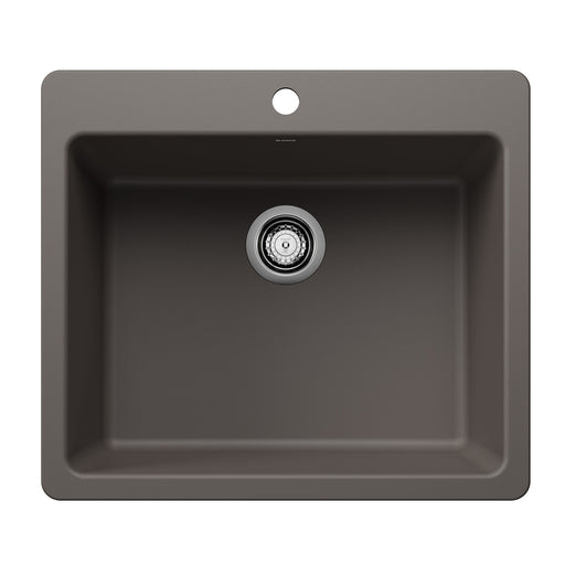 Blanco 443224 Liven SILGRANIT 25" Single Bowl Dual Mount Kitchen Sink - Volcano Gray