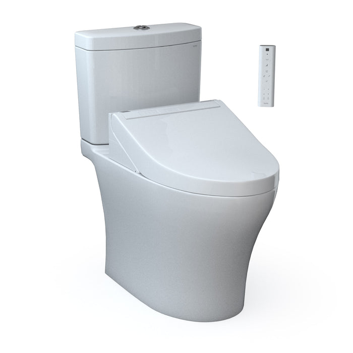 TOTO MW4463084CEMFGN#01 Aquia IV Two-Piece Elongated Universal Height Dual Flush Toilet with Washlet C5 Bidet Seat