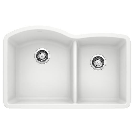 Blanco 440180 Diamond SILGRANIT 32" 60/40 Double Bowl Undermount Kitchen Sink - White