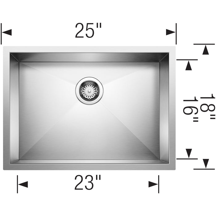 Blanco 443051 Quatrus R0 25" Single Bowl Undermount Stainless Steel Kitchen Sink