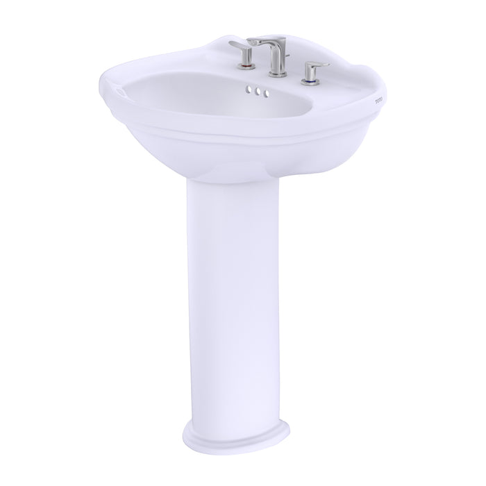 TOTO LPT754.8#01 Whitney Oval Pedestal Bathroom Sink for 8" Center Faucets, Cotton White